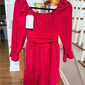 Elegant Red Girls Formal Holiday long sleeve Dress